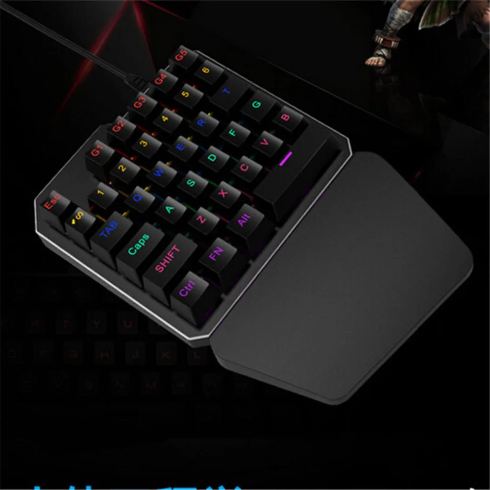 RS One-hand mechanical keyboard 7 color LED backlight X902 USB cable professional game keyboard fast delivery