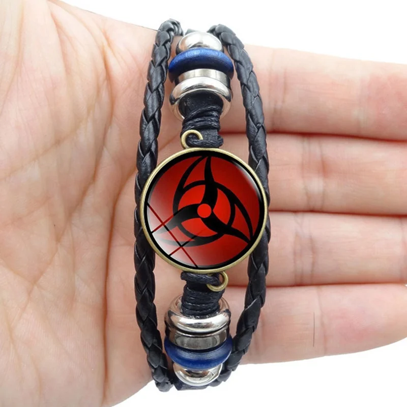 Браслет Sharingan Eye Аниме Наруто плетеный кожаный браслет Наруто Саске Учиха Клан Риннеган тайчи Какаши Косплей ювелирные изделия