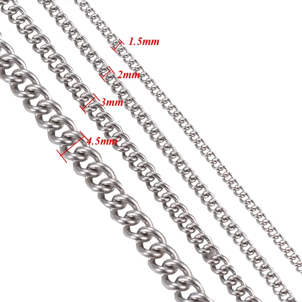 1 Stück Edelstahl-Kettenhalskette mit einfachen Gliedern, 1,5/2/3/4,5 mm, für die Herstellung von DIY-Anhängern und Schmuck. – Detail 1