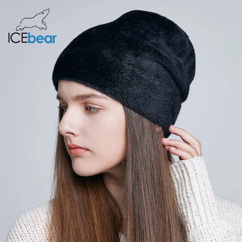 ICEbear Женские шапки для зимы имитация шерсти толстые шапки для женщин однотонные новые брендовые шапки E-MX18119