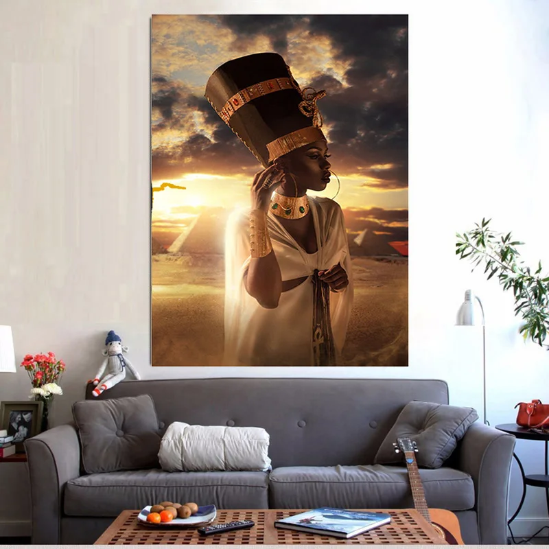 

Black Gold African Wall Art Canvas Painting for Living Room Decor Woman Pictures Anime Posters Prints Nordic Scandinavian Retro