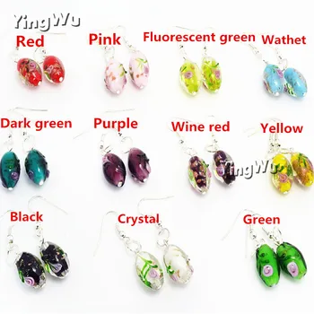 

Yingwu promot Handmade Earring Women's Romantic Elegant Classic Dangle Crystal Flower Murano Glass Earrings