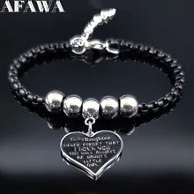 Браслет из нержавеющей стали с сердцем для моей дочери, очаровательные женские черные цветные браслеты, браслеты, ювелирные изделия pulsera cuero hombre B18475