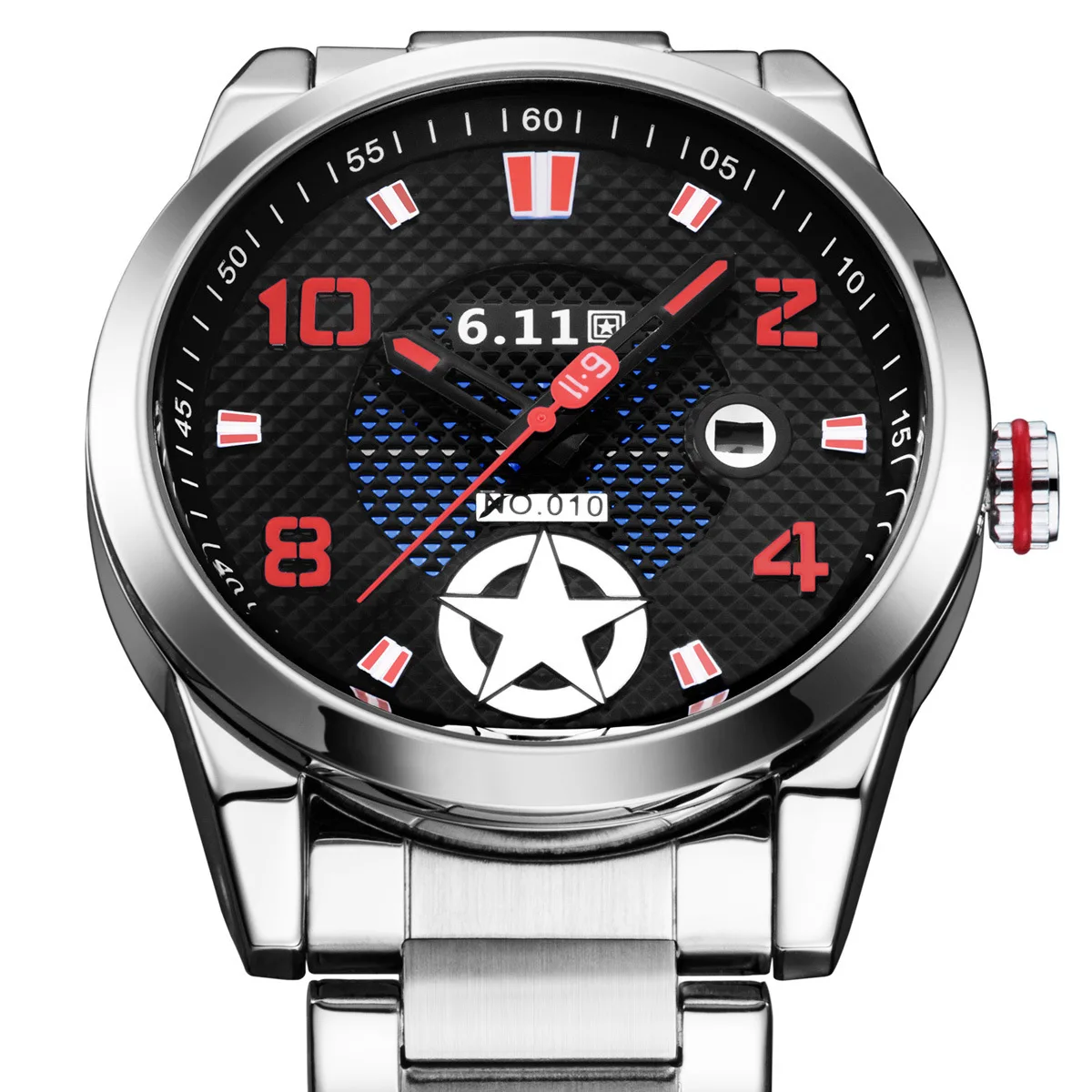 

6.11 Watch Light Energy Watch Quartz Watch Table Steel Belt Waterproof with Calendar Light Kinetic Energy Watch