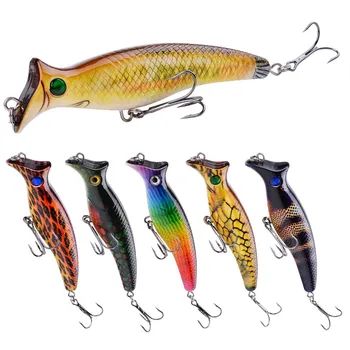 

Poper Hard Topwater Popper Fishing Lures Bait 3D Eyes Bionic Painted Isca Artificial Baits Fishing Accessories 20.4g/12.4cm