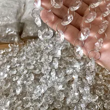 5m/16ft Christmas Wedding Curtain Decor Acrylic Bead Chain Hanging Clear Crystal Bead Chain 14mm Octagon Crystal Garland