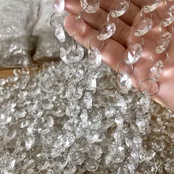 5m/16ft Christmas Wedding Curtain Decor Acrylic Bead Chain Hanging Clear Crystal Bead Chain 14mm Octagon Crystal Garland