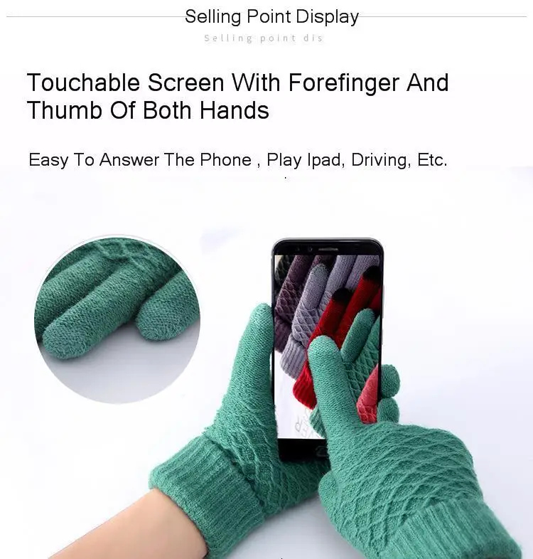 Перчатки зимние Guantes Invierno Mujer плюс толстые теплые Neri бархатные пять пальцев Сенсорный экран Eldiven Modis Gants Femme варежки