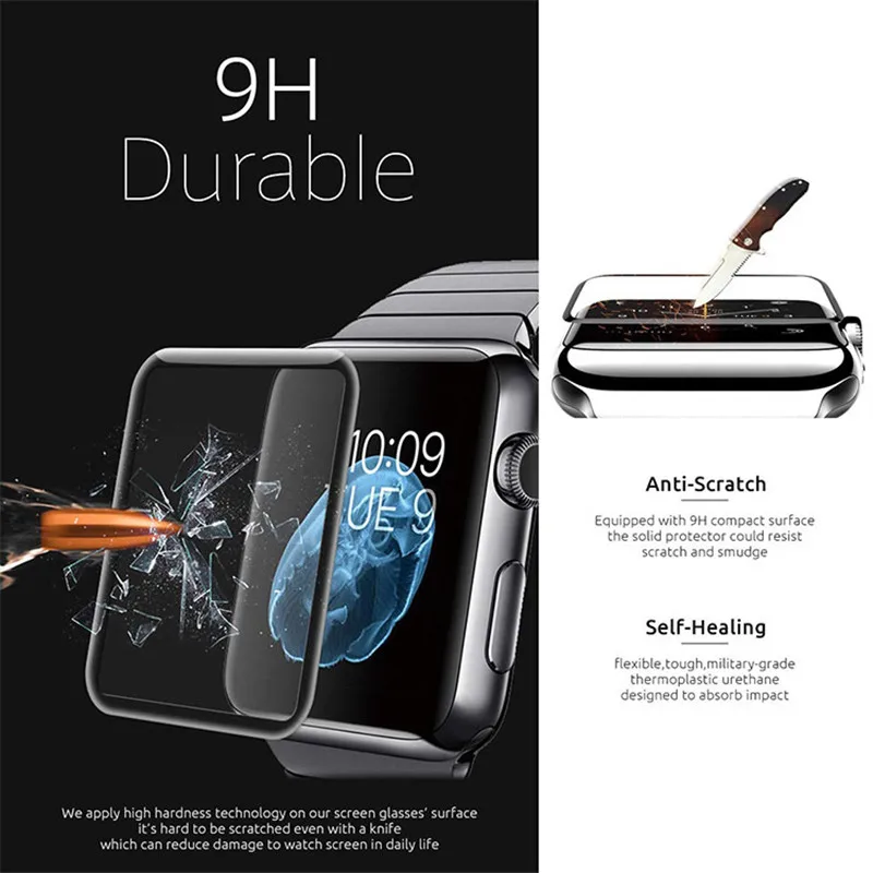 3D изогнутые края HD защитная пленка из закаленного стекла для Apple Watch 3 2 1 38 мм 42