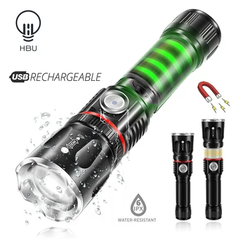 

Super Bright USB Rechargeable LED Flashlight Surrounding COB Tail Magnet 4 lighting modes Zoomable Waterproof Outdoor Light