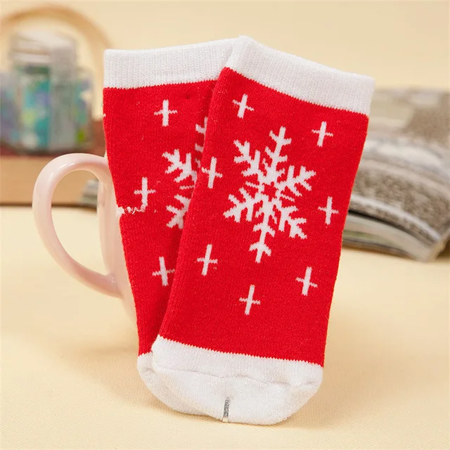 Коллекция года, рождественские хлопковые носки для маленьких девочек и мальчиков, теплые осенне-зимние детские махровые полосатые носки с рисунком снежинок, лосей, Санта Клауса, Носки с рисунком медведя - Цвет: D