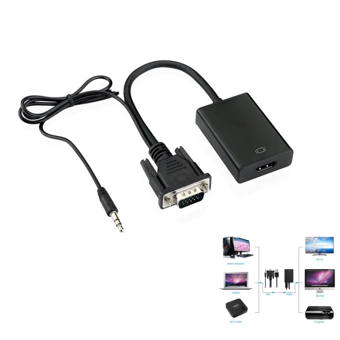 VGA в HDMI адаптер конвертер кабель конвертер Поддержка аудио для HDTV PC Hi 888