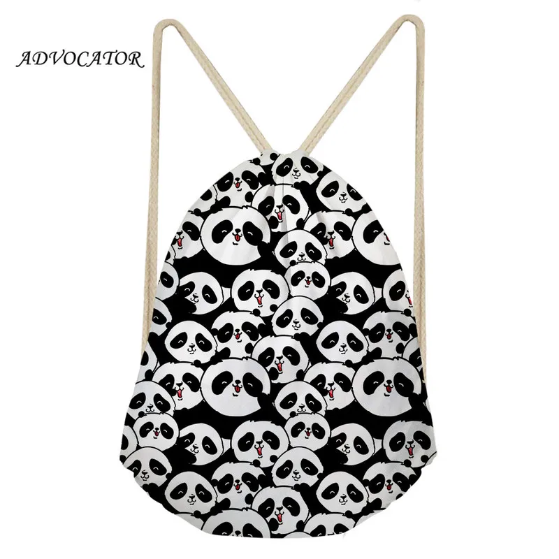 

New Kids Cartoon Panda Pig Patterns Drawstring Backpack Travel Softback Pouchs Ropes Backpack Women Shoulder Bags Mochila Bolso