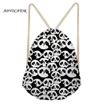

New Kids Cartoon Panda Pig Patterns Drawstring Backpack Travel Softback Pouchs Ropes Backpack Women Shoulder Bags Mochila Bolso