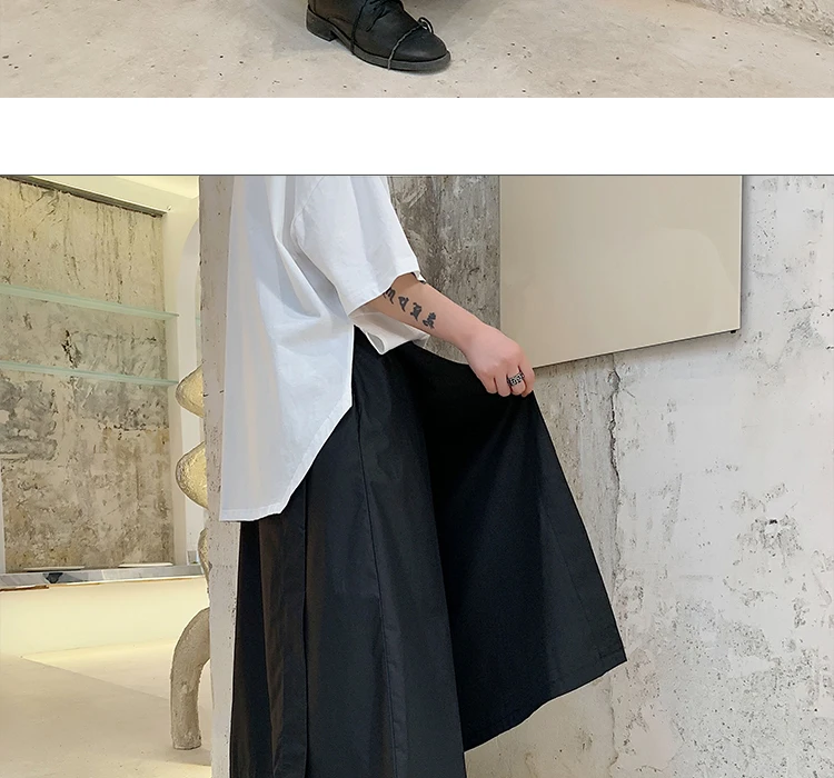 Кимоно брюки мужские широкие брюки юбка брюки мужские Япония уличная винтажная Мода хип хоп готические Свободные повседневные шаровары