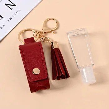 

Hand Sanitizer Leather Keychain Holder Travel Bottle Refillable Containers Reusable Bottles with Keychain Carrier