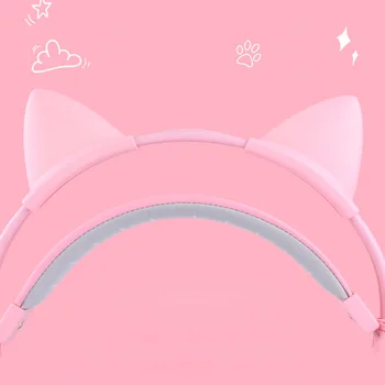 

Wired Gaming Headset With Microphone Noise Canceling Head Mounted Headphone Pink Cat Kids Detachable Adjustable For SOMIC G951s