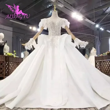 شراءAIJINGYU ارتداء العباءات شير سري لانكا الأبيض مرحبا منخفضة استيراد تول الأمومة ثوب اسبانيا الدانتيل فساتين الزفاف خمر