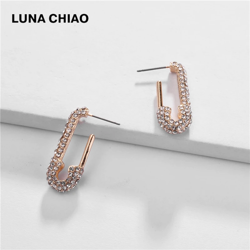 LUNA CHIAO сверкающие серьги-кольца с кристаллами, ювелирные изделия для женщин