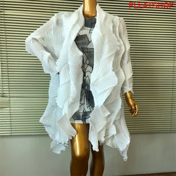 

MIYAKE Handmade Pleated Coat New Loose Large Cardigan Women Pleated Long-Sleeved trench coat ropa mujer sobretudo