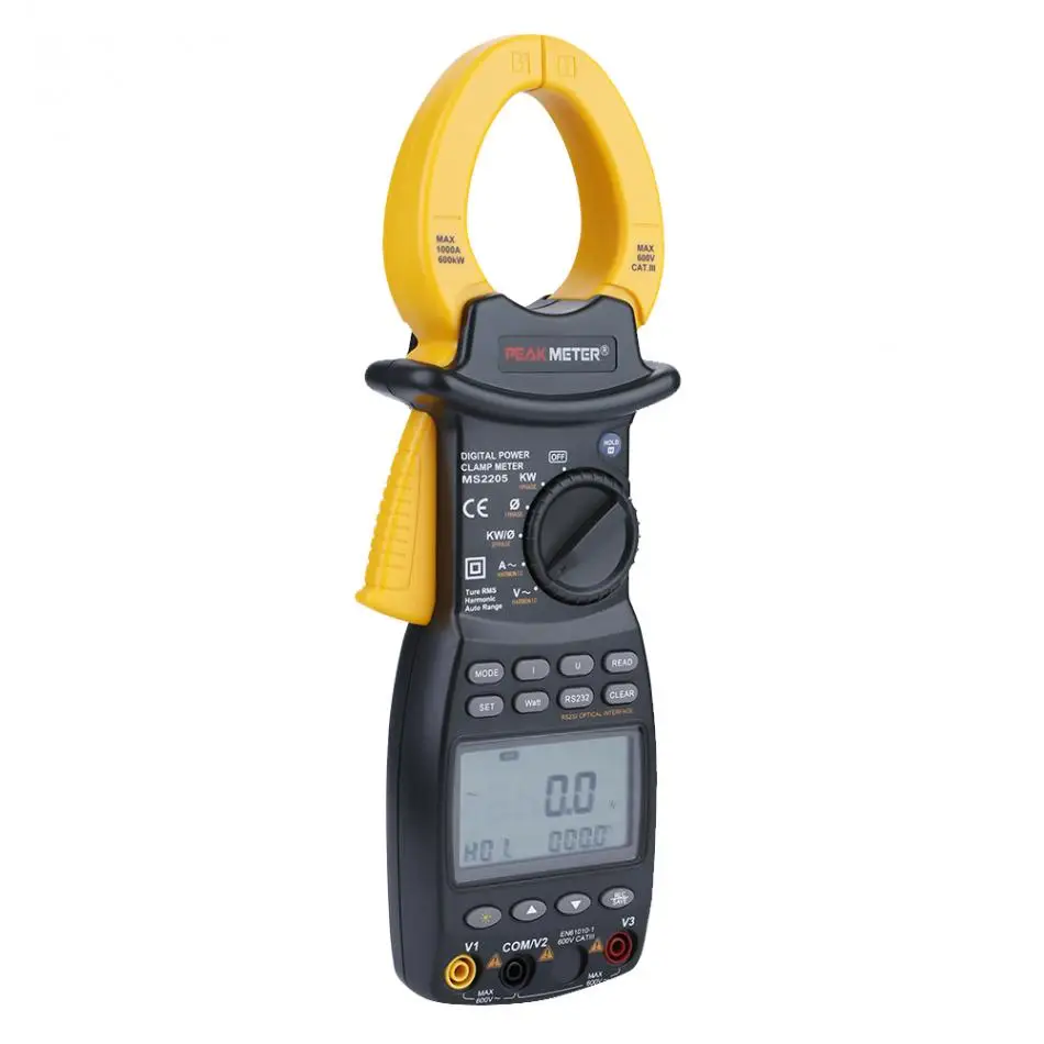 

PEAKMETER MS2205 High Accuracy Digital Power Clamp Meter Three-phase power Current meter With 0.1 - 1000A Current Range