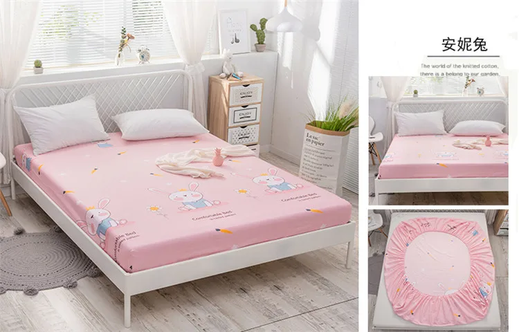 Description Picture 3 of itemKuup New 1pc Pure Cotton Soft Fitted Sheet Luxurious Double Queen King Size Bed Sheet with Elastic Bottom Sheet Cotton For Adult