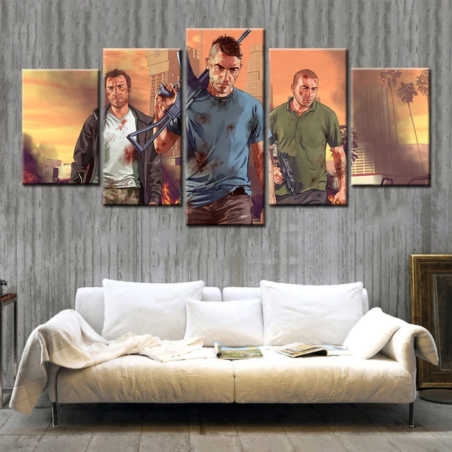 GTA 5 Classic Hot Video Game Retro Style Painting Art Home Wall Decor  Picture Living Bedroom