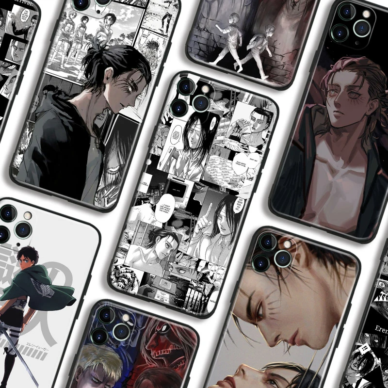 بصوه Attack on Titan Eren Jaeger manga silicone Phone Case FOR iPhone ...