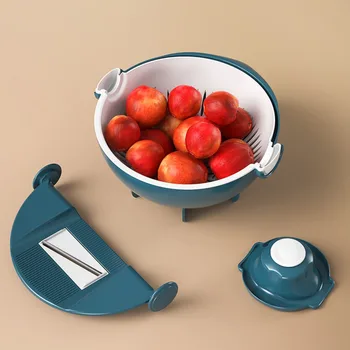 

Rotary Vegetable Chopper And Cutter With 8 Dicing Blades Multi-Function Rotary Drain Basket Kitchen Food Slicer Salad Machine
