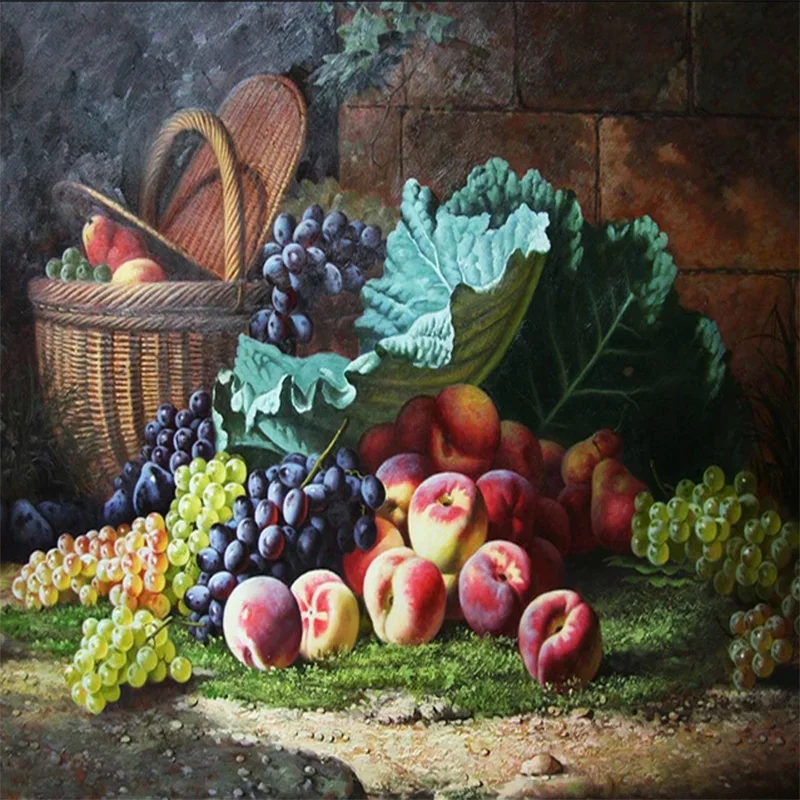 

Drop Shipping Custom Mural Wallpaper Classic Beautiful Fruit Still Life Oil Painting Mural Bedroom TV Background Wallpaper