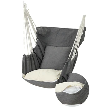 

Hammock Chair Hanging Rope Chair Swing Chair Seat with 2 Pillows for Garden Indoor Outdoor Fashionable Hammock Swings