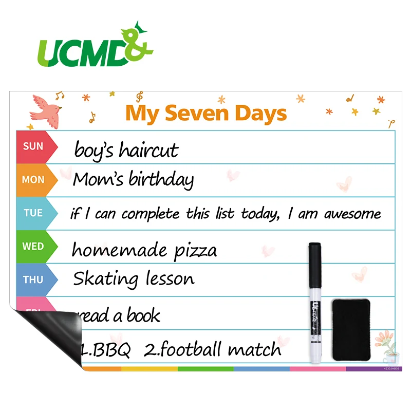 

Magnetic Erasable Organizer Board Chores Chart Message Drawing Writing Bulletin White Boards with Free Marker for Fridge Magnets