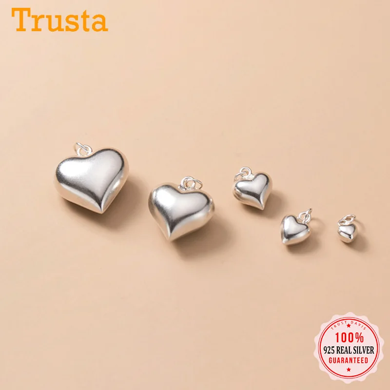 Trustdave Настоящее серебро 925 пробы 3D Любовь романтическое сердце 4 6 8 13 15 мм Шарм