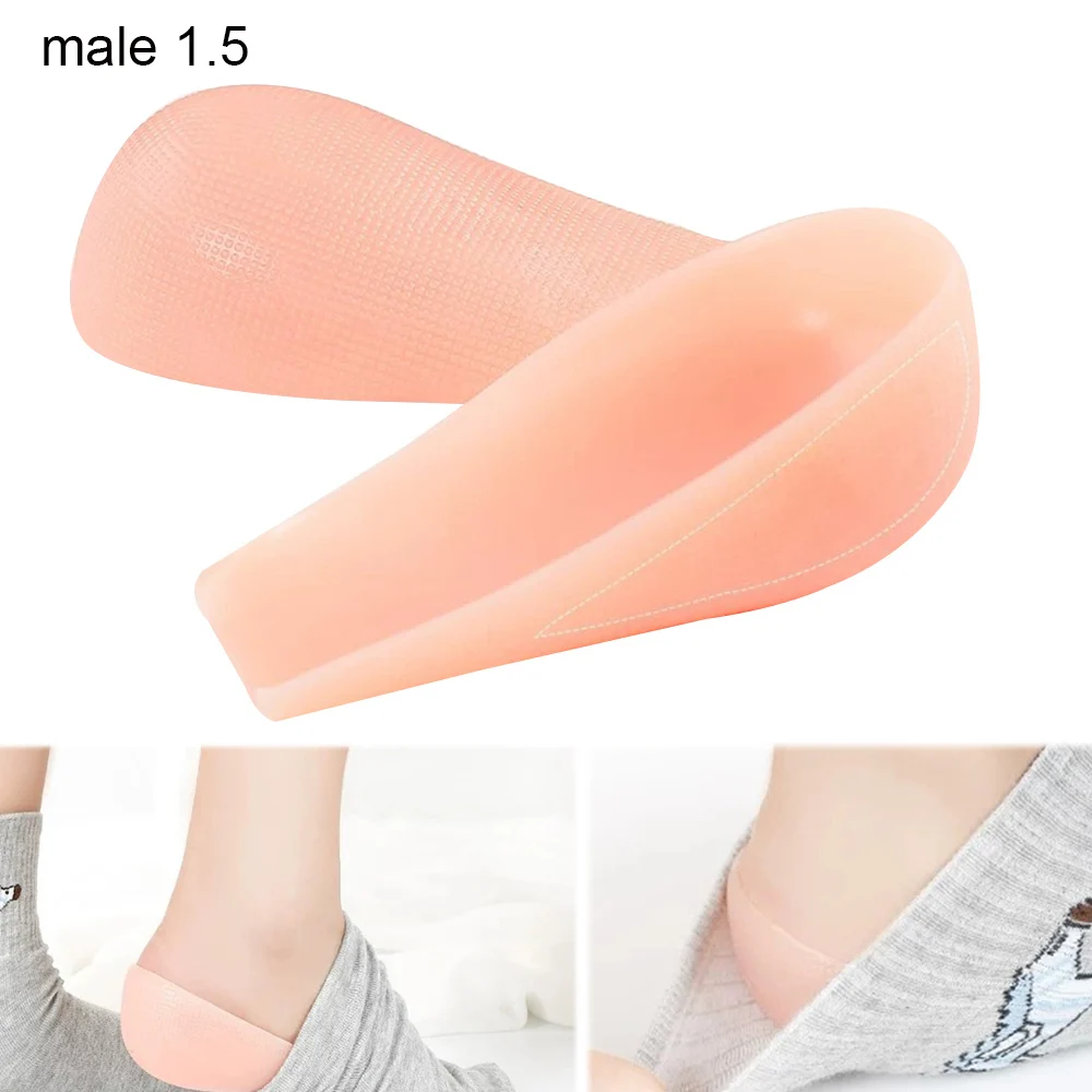 1 pair Unisex Invisible Increase pad soft silicone gel insoles heel Pad Foot massage care Invisible inner Increase insoles light - Цвет: male 1.5cm