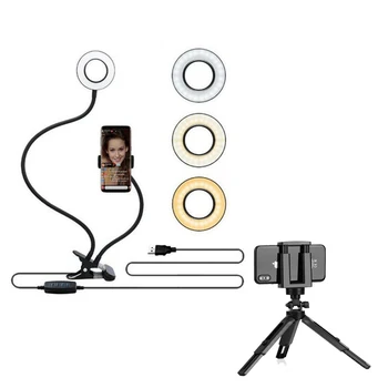

Universal Selfie Ring Light with Flexible Mobile Phone Holder Lazy Bracket Desk Lamp LED Light for Live Stream Office Kitchen