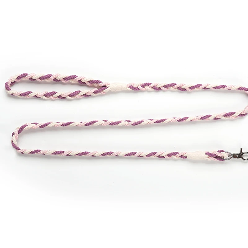Purple- white Поводок из хлопка для собак, Длинные поводки, веревка для отслеживания домашних животных, тренировочный поводок для прогулок, 1,2 м, для средних и больших собак, Нескользящие - Цвет: Purple- white