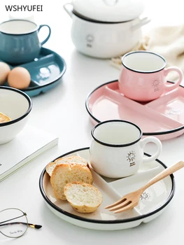 

Direct small sun creative ceramic tableware home breakfast plate home children nutrition grid platter rice noodle bowl mug