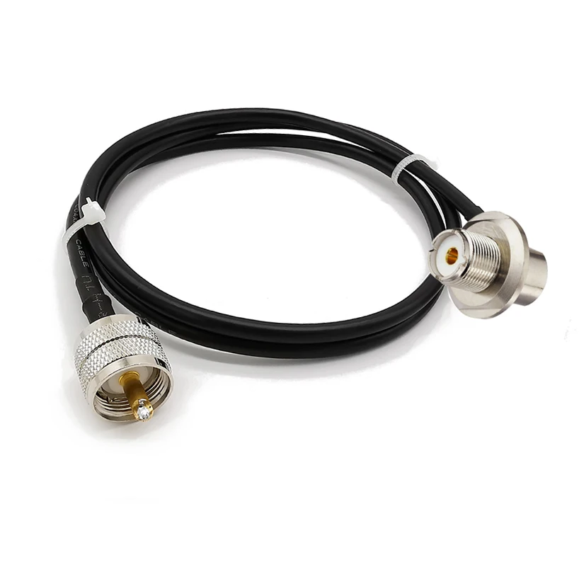 UHF PL259 штекер к UHF SO239 женский правый угол переборки крепление LMR200 кабель для двухстороннего радио любительский радио Мобильный трансивер