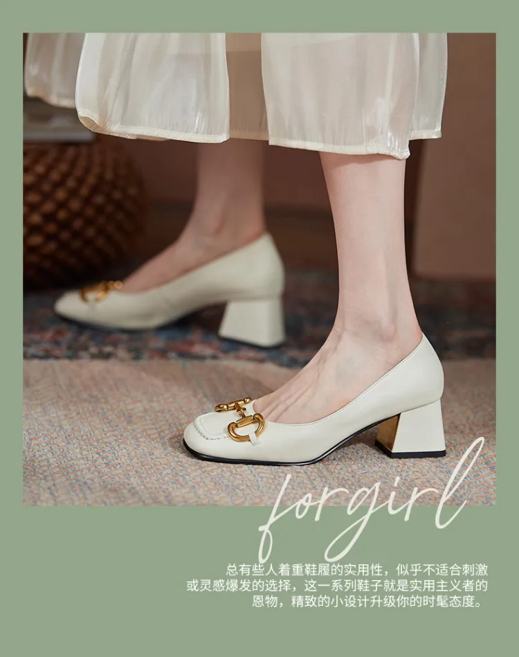 The New Summer Edition Of 2021 Women's Pure Color High-Heeled Shoes With Horseback Buckle Casual Fashion And All-Match Women's s