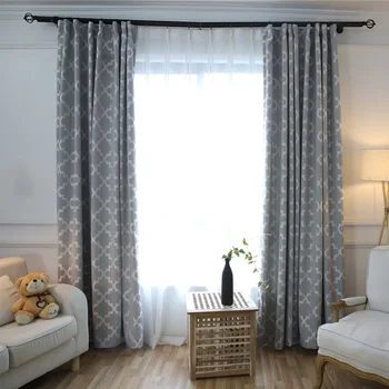 

Pink/Grey/ Yellow Curtain Thick Faux Cotton Linen Jacquard Blackout Curtains for Bedroom Custom Window Blind Drape
