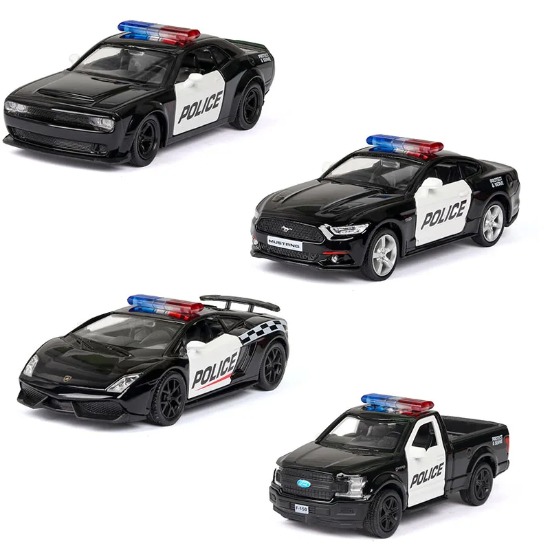 RMZ Model Car 1:36 Police Car Series Diecasts & Toy Vehicles Metal Alloy Simulation Pull Back Toys For Kids Gifts For Children