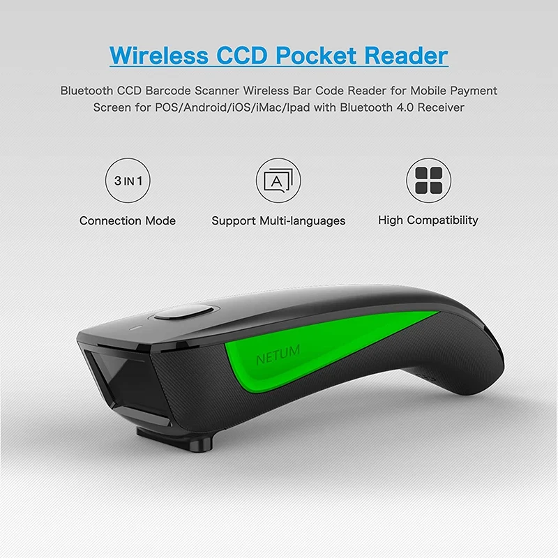 NETUM C740 Bluetooth Wireless 1D Barcode Scanner CODE128 for Tobacco Garment Mobile Payment