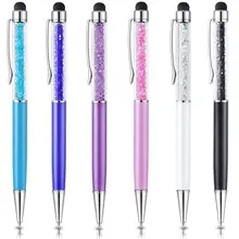 С украшением в виде кристаллов 2 в 1 стилус для сенсорного экрана с чернилами Шариковая ручка для всех емкостных устройство с сенсорным экраном красочный стилус для Iphone IOS Android