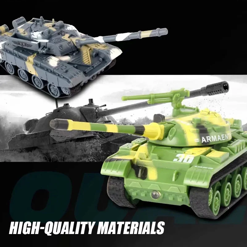 led light 4-CH 1:64 mini remote control tank RC car simulation combat tank model educational toy children gift 3