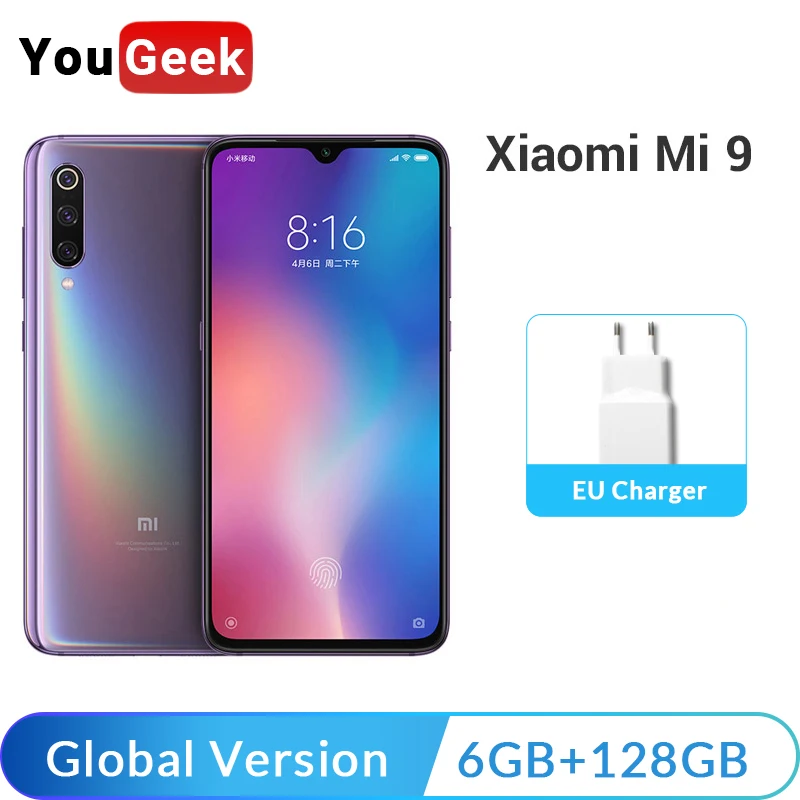 

Global Version Xiaomi Mi 9 Mi9 6GB 128GB Mobile Phone Snapdragon 855 48MP Triple Camera 27W Quick Charge NFC Smartphone