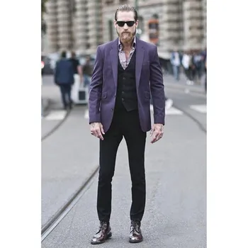 

New Classic Men’s Suit Smolking Noivo Terno Slim Fit Easculino Evening Suits For Men Custom Purple Tuxedo Party Business casual