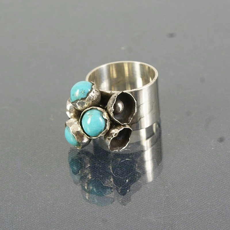 Винтажное кольцо-бутон для женщин, элегантное бирюзовое серебряное кольцо с розовым гранатом лотоса, обручальное цветочное кольцо, ювелирное изделие O5M400