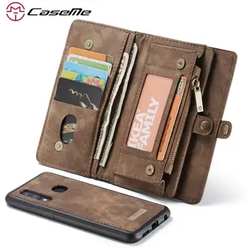 

for Samsung Galaxy A20 A20E A30 A40 A50 A70 Wallet Case 2 in 1 Detachable Genuine Leather Magnetic Flip Cover Case