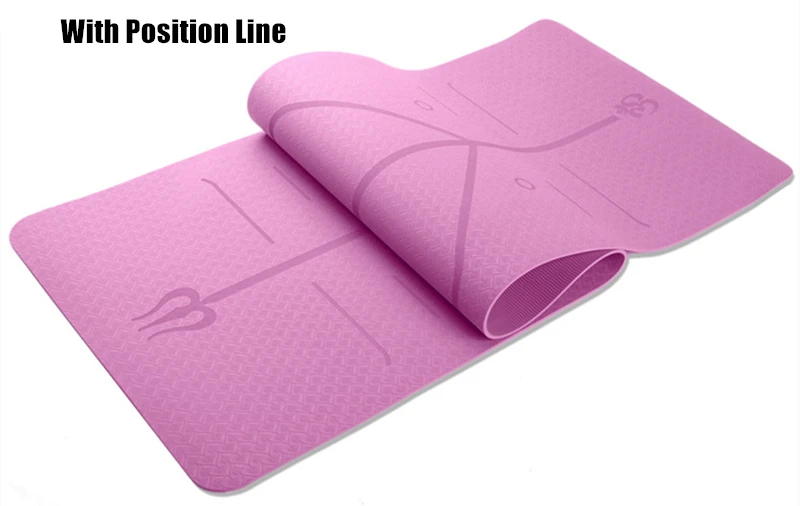 With Position Line 6 мм TPE коврик для йоги, противоскользящий, для занятий спортом, фитнесом, упражнений, пилатеса, тренажерного зала, для похудения, для начинающих 183*61 см, коврик для гимнастики, Estera de - Цвет: With Position Line