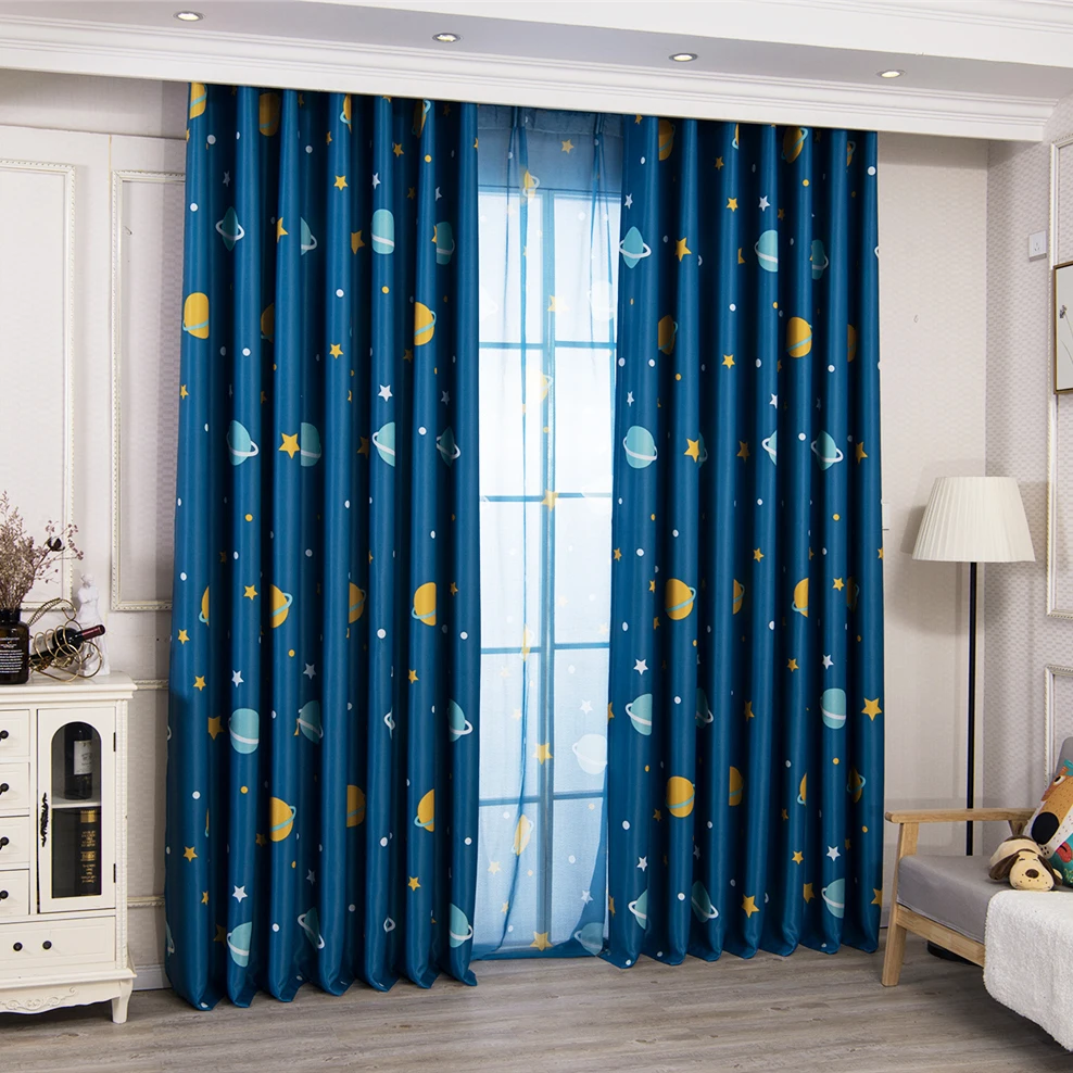 BLACKOUT CURTAIN Сам тонгди детей плотные Шторы звездное небо Вселенная платье наивысшего качества с принтом, женское украшение для рождественской вечеринки Спальня Гостиная - Цвет: BLACKOUT CURTAIN
